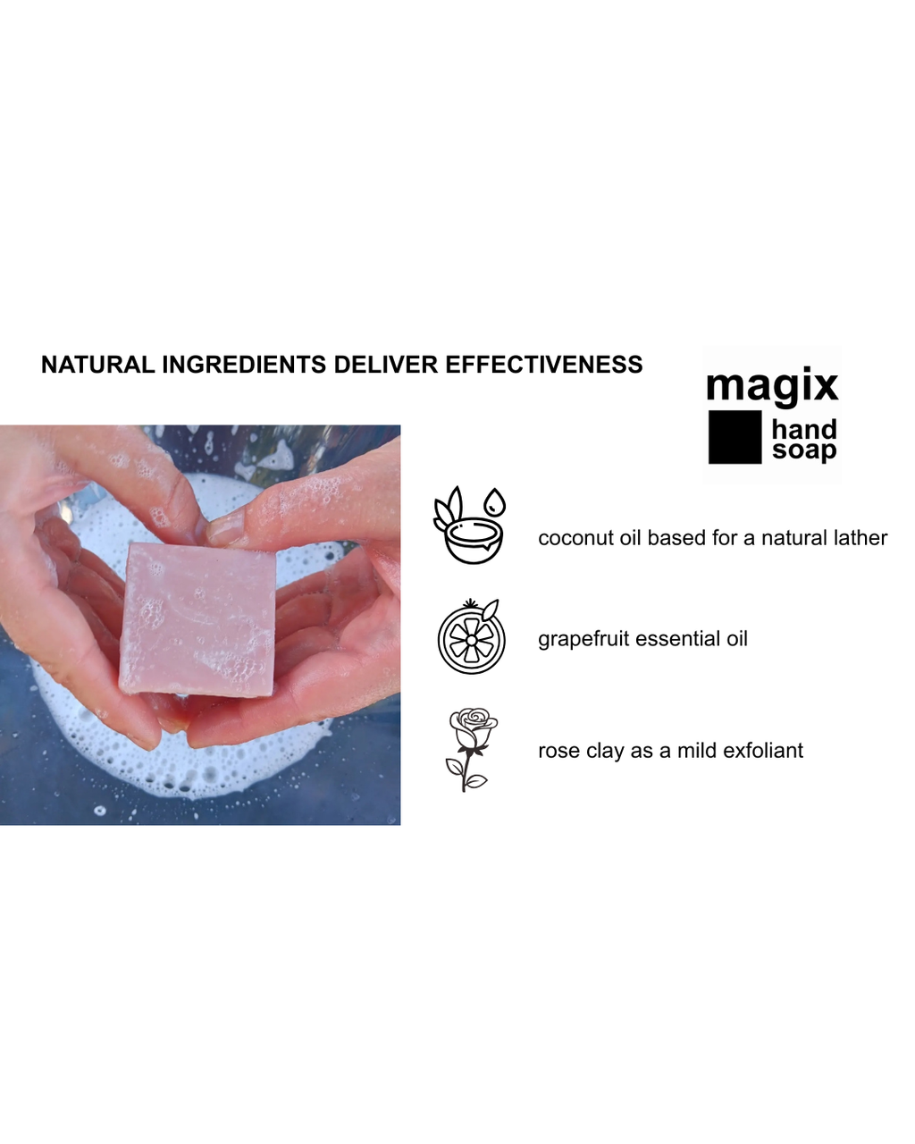 Magix All Natural Degreasing Bar Soap / Grapefruit Essential Oil / Rose Clay