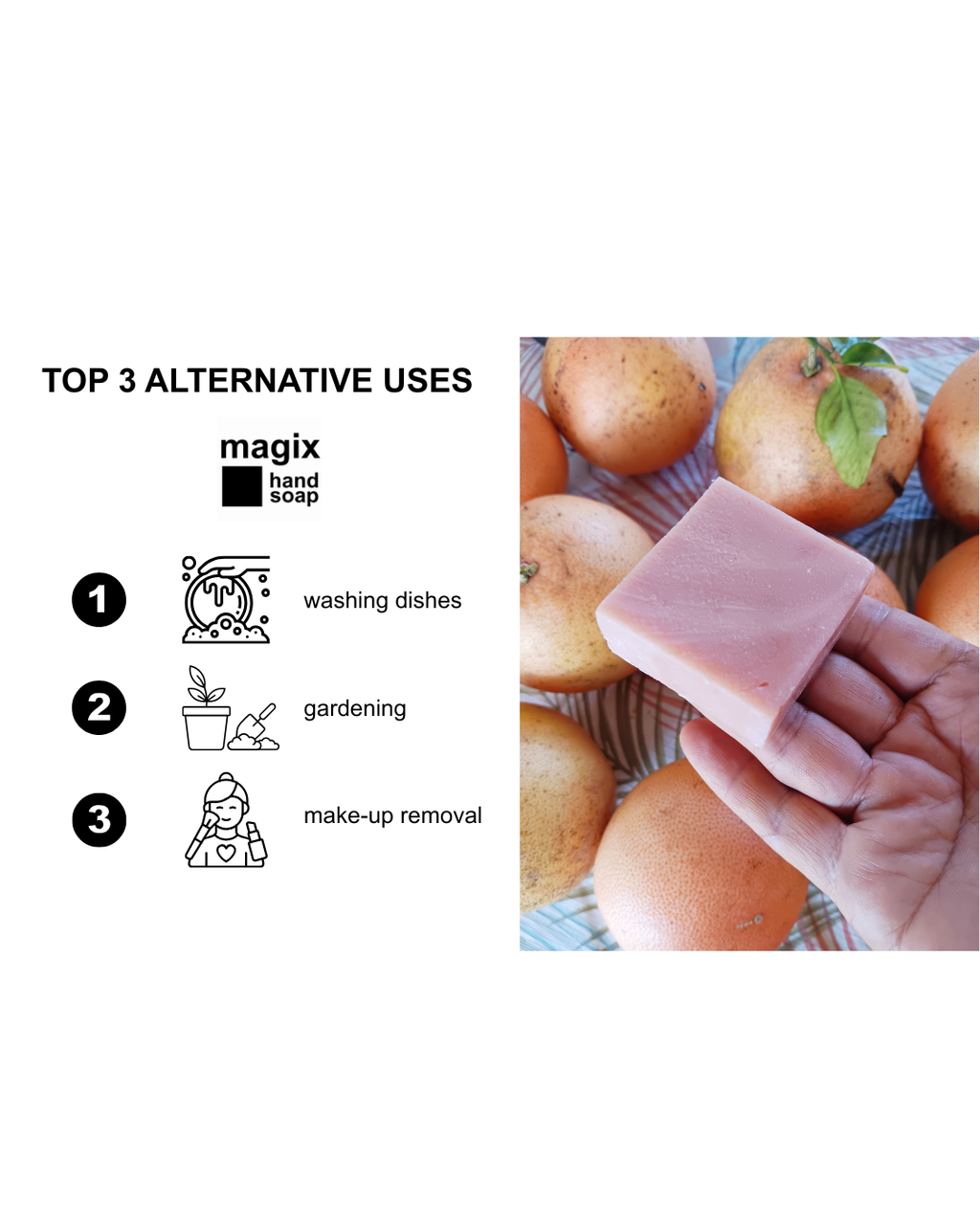 Magix All Natural Degreasing Bar Soap / Grapefruit Essential Oil / Rose Clay