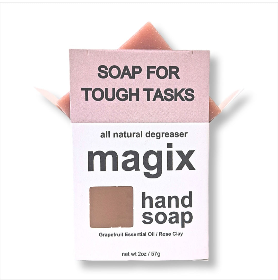 Magix All Natural Degreasing Bar Soap / Grapefruit Essential Oil / Rose Clay